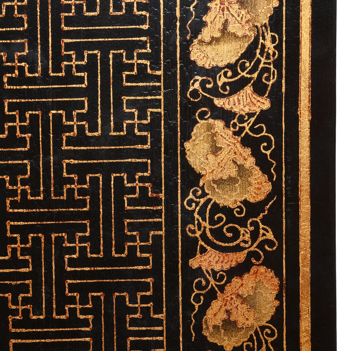 Detail From Vintage Chinese Export Black Lacquer Screen  | Indigo Antiques