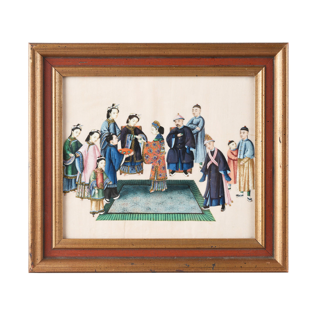 Watercolour Painting Of A Domestic Scene On Pith Paper I Indigo Antiques