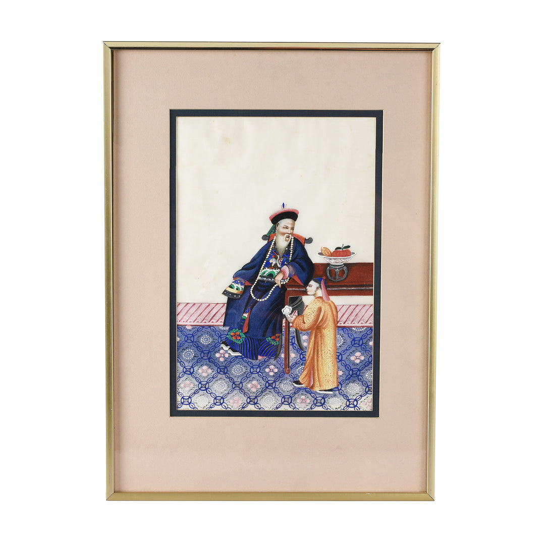 Watercolour Painting Of Domestic Scene on Pith Paper I Indigo Antiques