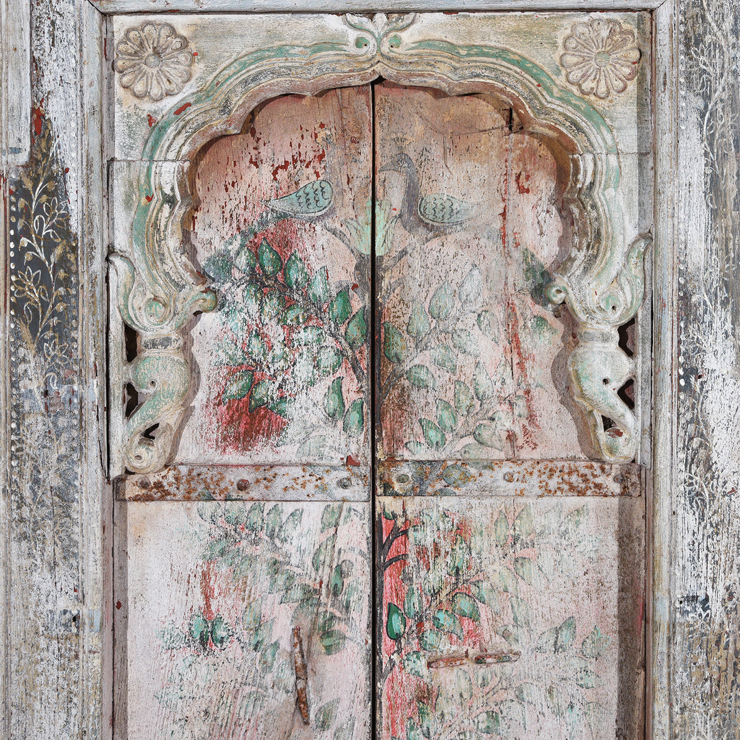 Arch Detail From Antique Large Painted Interior Window From Gujarat | Indigo Antiques