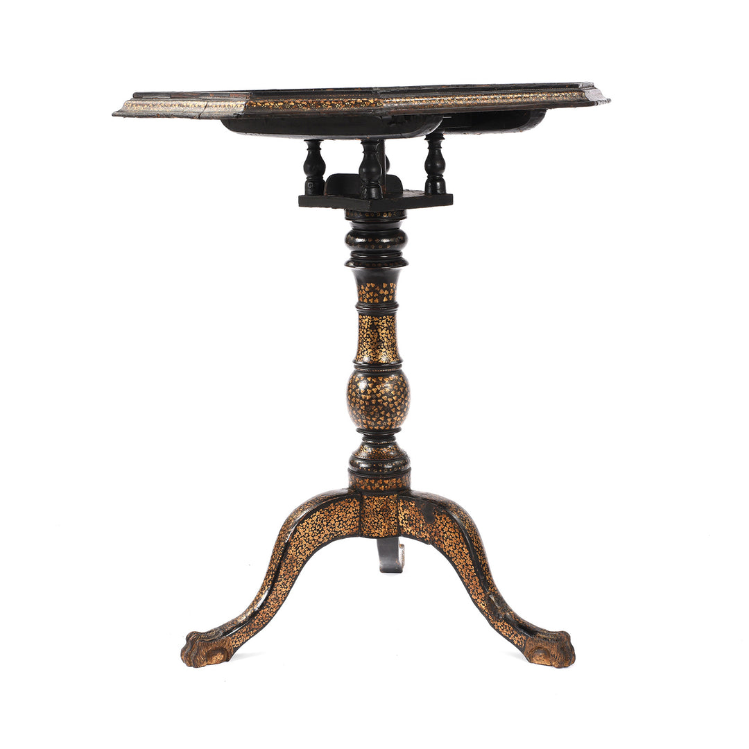 Antique Canton Export Black Lacquer Sewing Box On Stand | Indigo Antiques