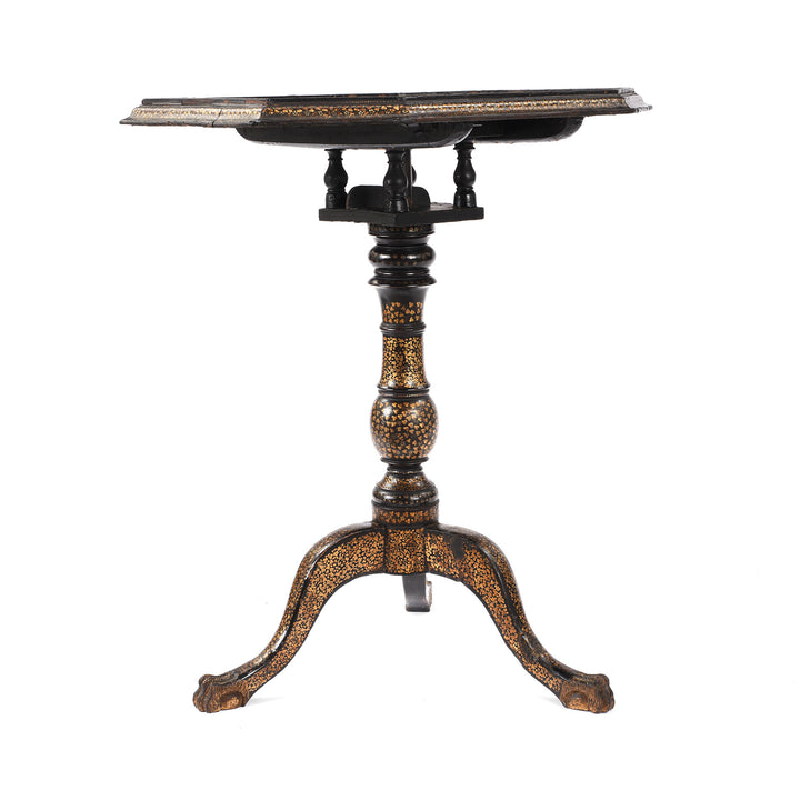 Antique Canton Export Black Lacquer Sewing Box On Stand | Indigo Antiques