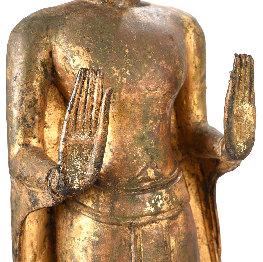 Detail From Gilt Bronze Thai Standing Buddha - 18thC | INDIGO ANTIQUES