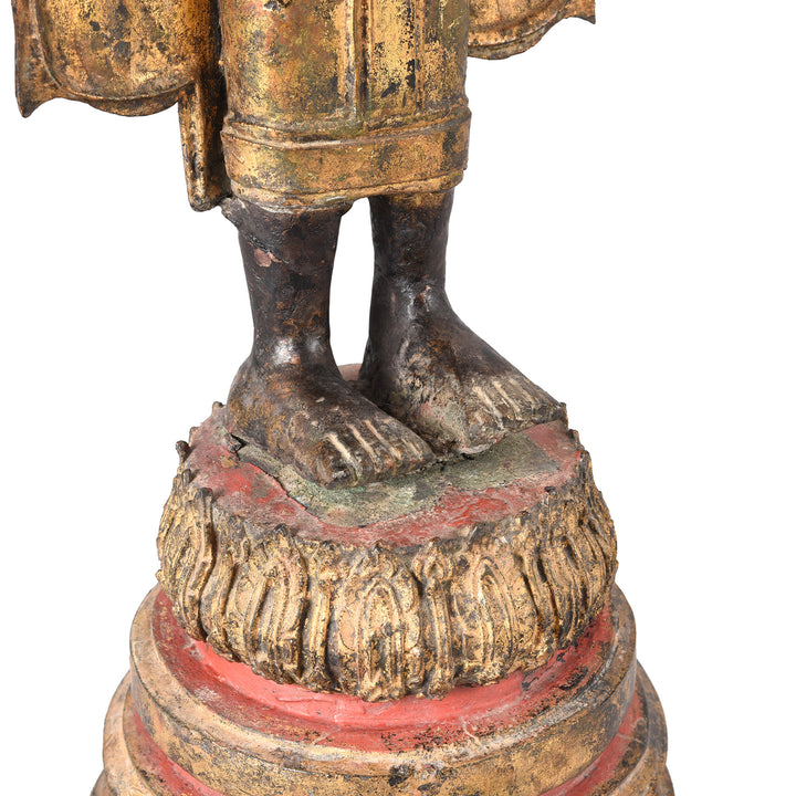 Feet Detail From Gilt Bronze Thai Standing Buddha - 18thC | INDIGO ANTIQUES