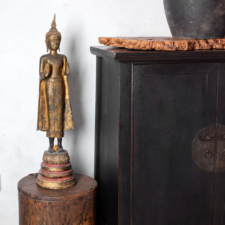 Gilt Bronze Thai Standing Buddha - 18thC | INDIGO ANTIQUES
