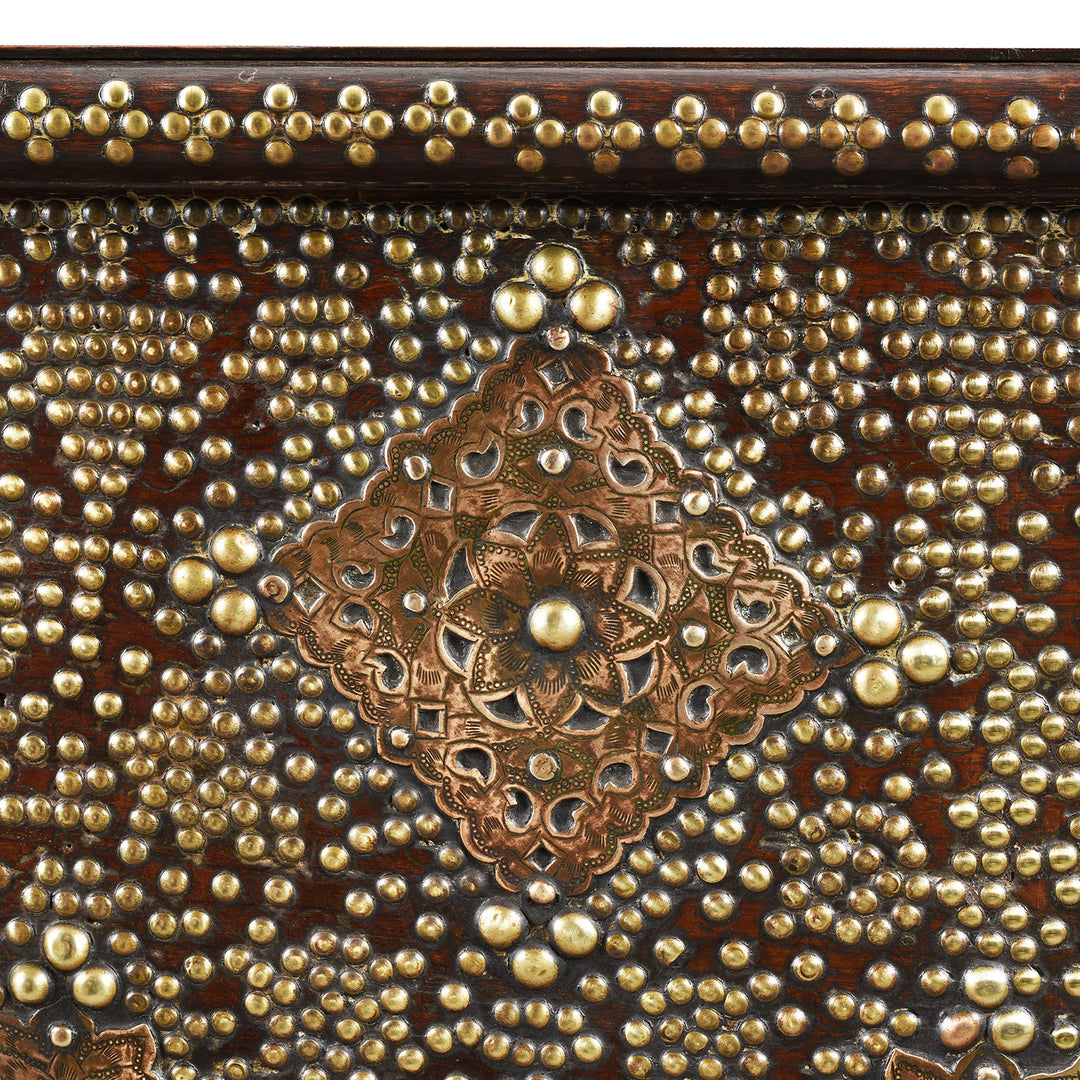 Detail From Antique Brass Studded Teak Zanzibar Chest From Surat | Indigo Antiques