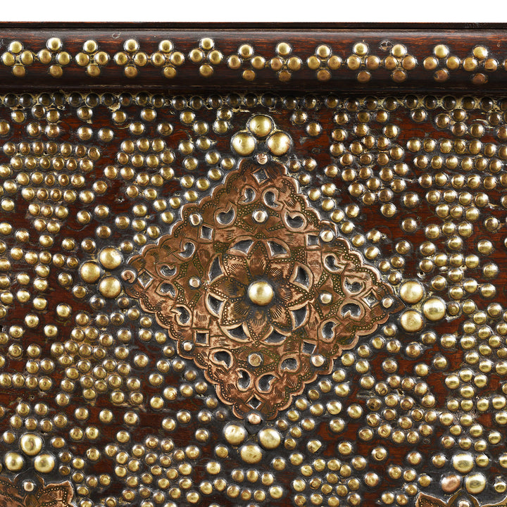Detail From Antique Brass Studded Teak Zanzibar Chest From Surat | Indigo Antiques