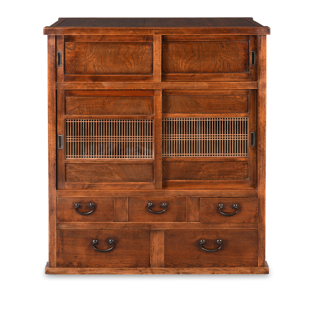 Antique Japanese Keyaki Cha Dansu Tansu Chest - Meiji Era | Indigo Antiques