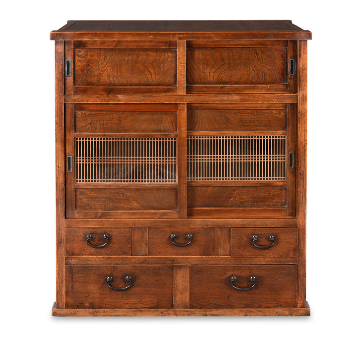 Antique Japanese Keyaki Cha Dansu Tansu Chest - Meiji Era | Indigo Antiques