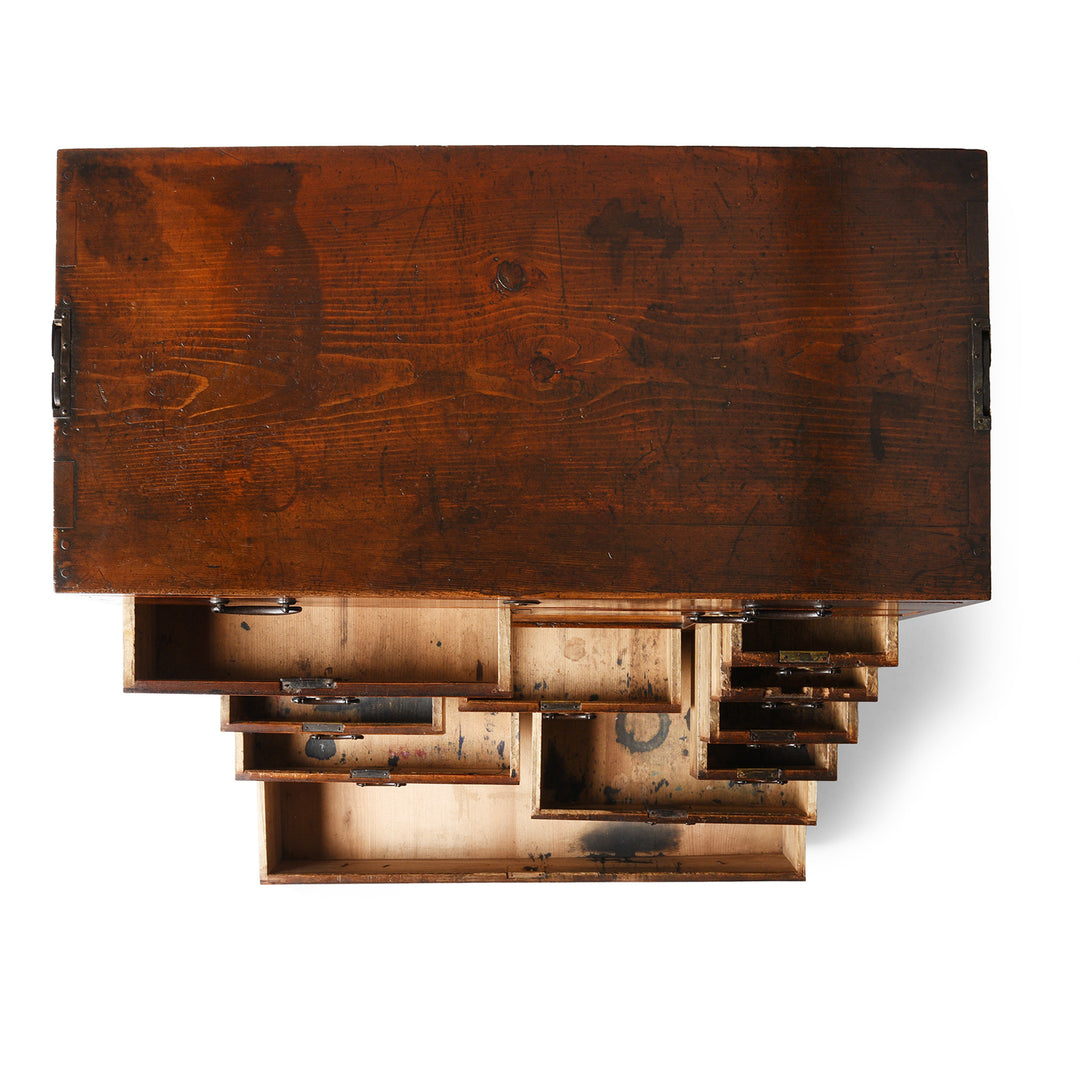 Top Down View Of Antique Japanese Choba Dansu, Edo Period  | Indigo Antiques