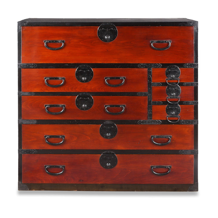 Red & Black Lacquer Japanese Kansai Isho Dansu - Meiji Era | Indigo Antiques