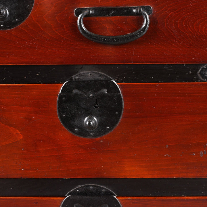 Detail From Red & Black Lacquer Japanese Isho Dansu - Taisho Era | Indigo Antiques