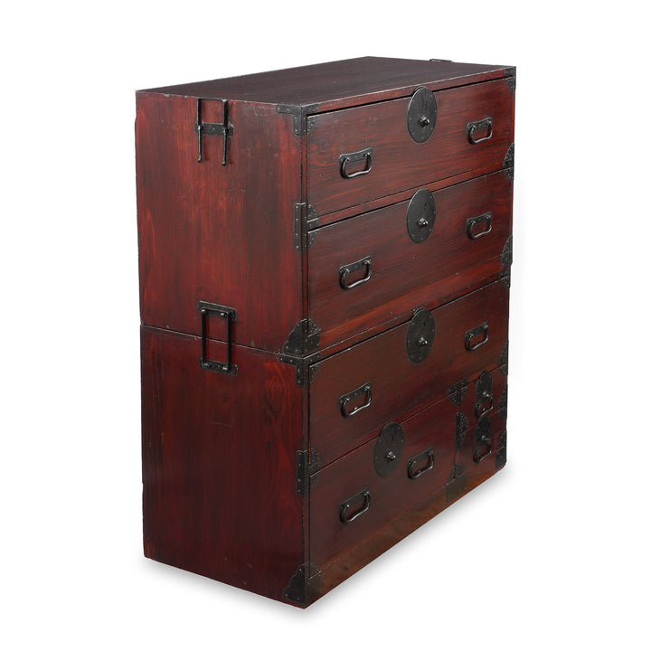 Angled View Of  Isho Kasane Dansu Chest From Tokyo - Taisho Era | Indigo Antiques
