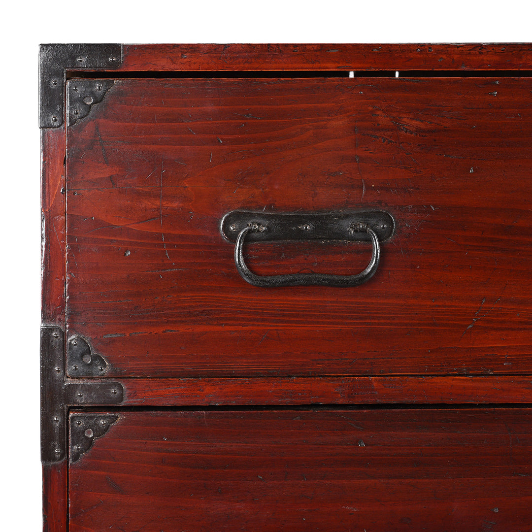 Corner Detail From  Isho Kasane Dansu Chest From Tokyo - Taisho Era | Indigo Antiques