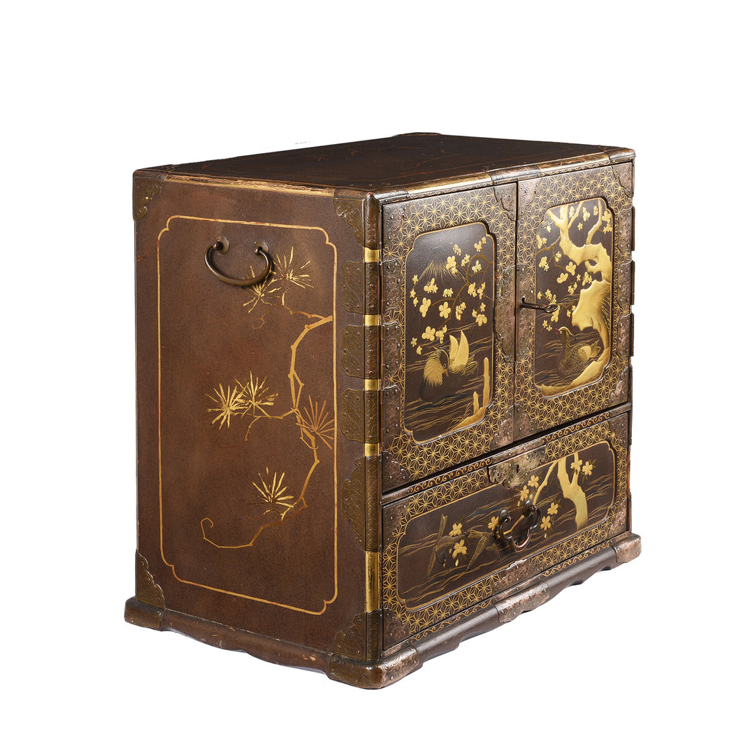 Angled View Of Japanese Black Lacquer Kodansu Jewellery Cabinet | Indigo Antiques