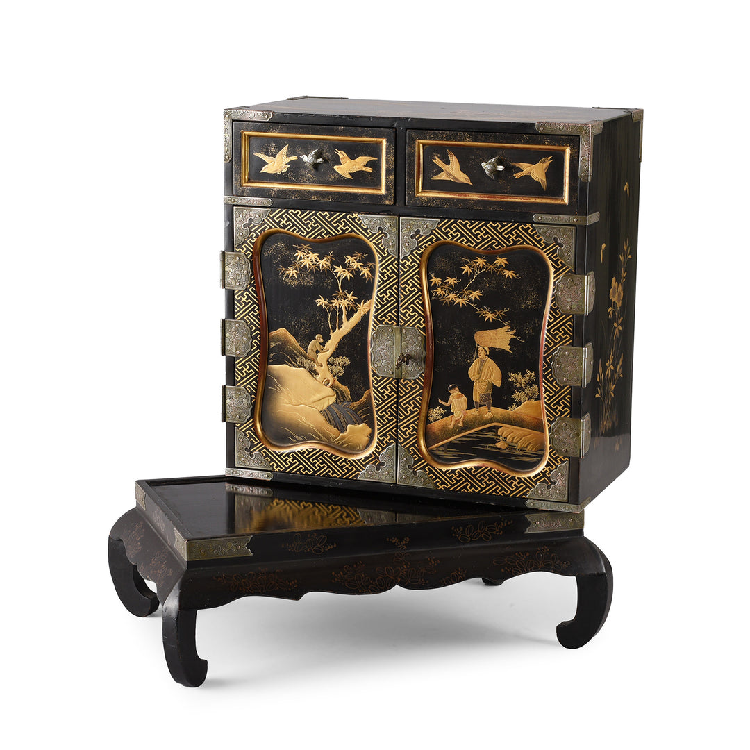 Japanese Black Lacquer Kodansu Jewellery Cabinet | Indigo Antiques