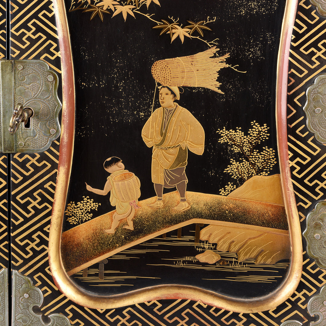 Detail From Japanese Black Lacquer Kodansu Jewellery Cabinet | Indigo Antiques