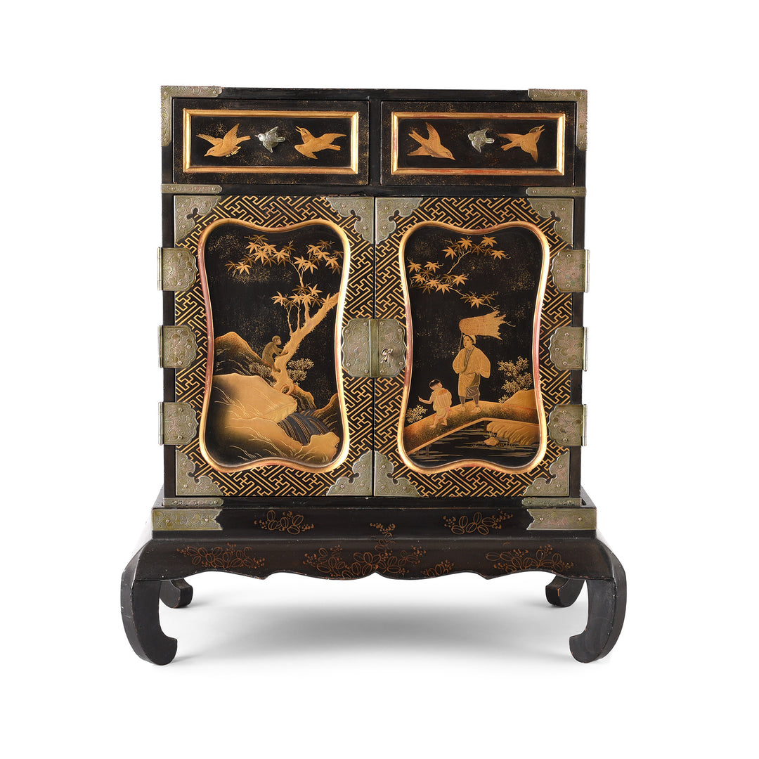 Japanese Black Lacquer Kodansu Jewellery Cabinet | Indigo Antiques