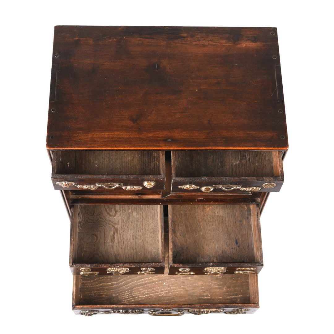 Top Down View Of Antique Japanese Cha Dansu Tea Cabinet | Indigo Antiques