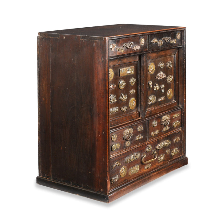 Angled View Of Antique Japanese Cha Dansu Tea Cabinet | Indigo Antiques