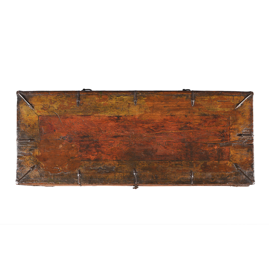 Top Down View Of Antique Painted Tibetan 'Dragon' Storage Chest | Indigo Antiques
