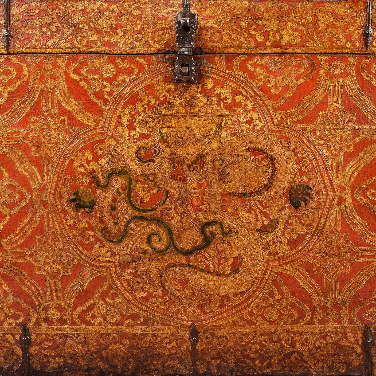 Antique Painted Tibetan 'Dragon' Storage Chest | Indigo Antiques