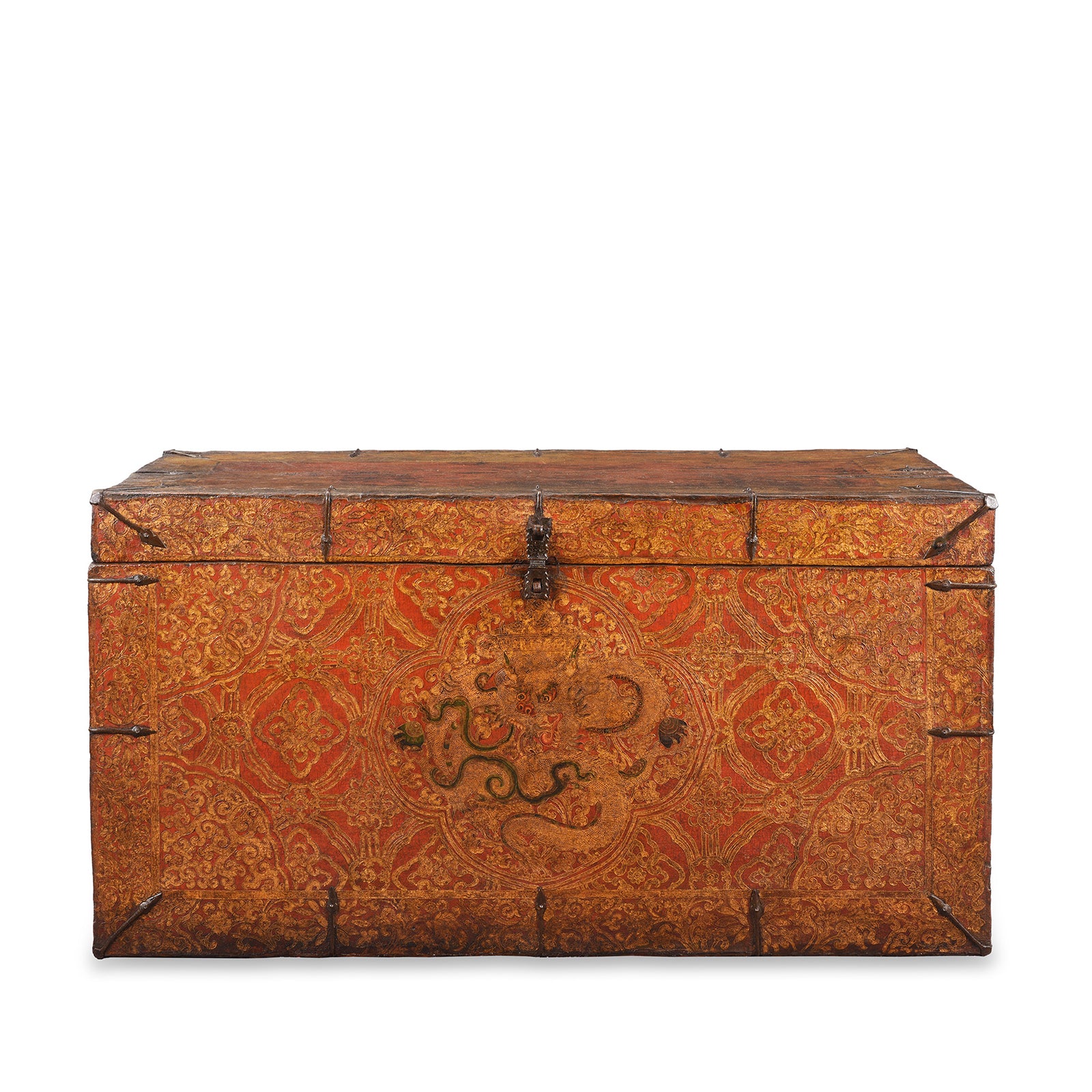 Painted Tibetan 'Floral' Storage Chest - 18thC Painted Tibetan 'Floral' Storage Chest - 18thC