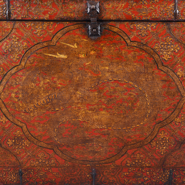 Antique Painted Tibetan 'Dragon' Storage Chest | Indigo Antiques