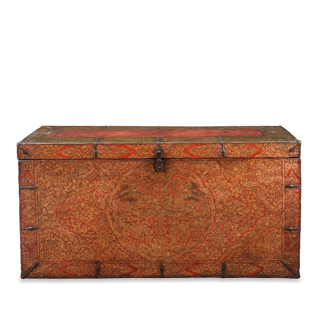Painted Tibetan 'Dragon' Storage Chest - 18th Century