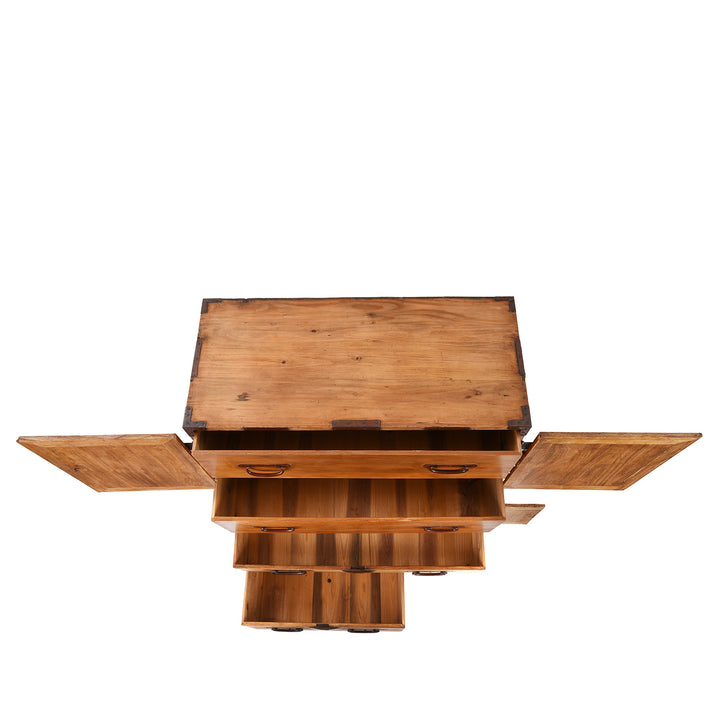 Top Down View Of Japanese Ryobirake Kasane Dansu From Kanto | Indigo Antiques