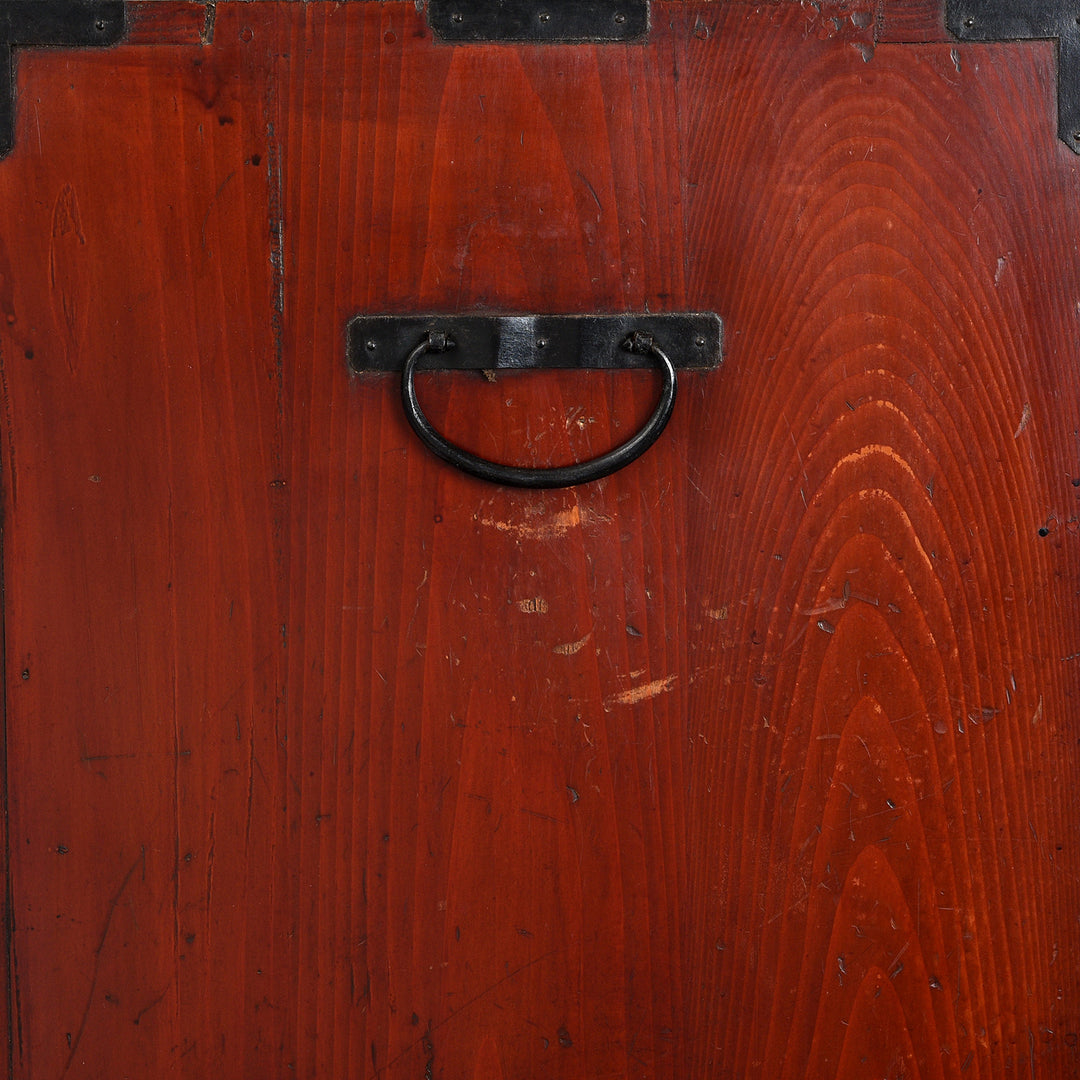 Handles Detail From Antique Black Lacquer Isho Kasane Dansu From Sakata | Indigo Antiques