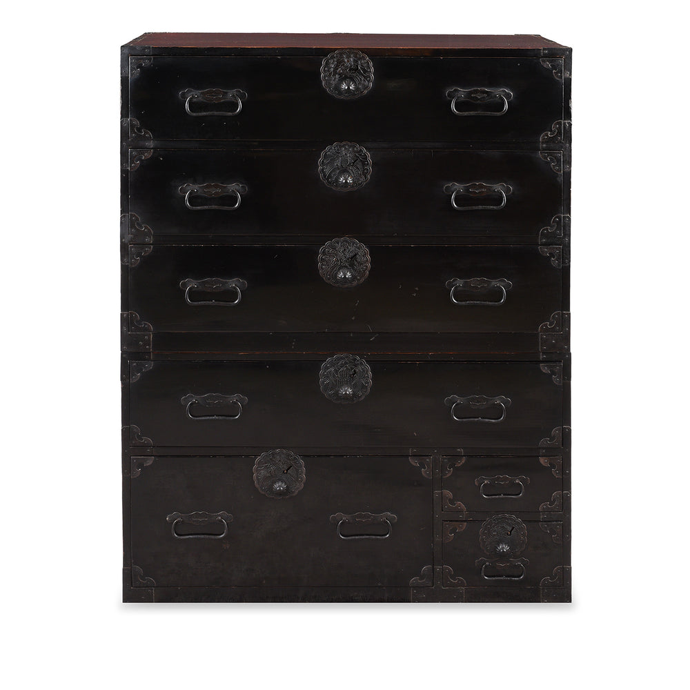 Antique Black Lacquer Isho Kasane Dansu From Sakata | Indigo Antiques