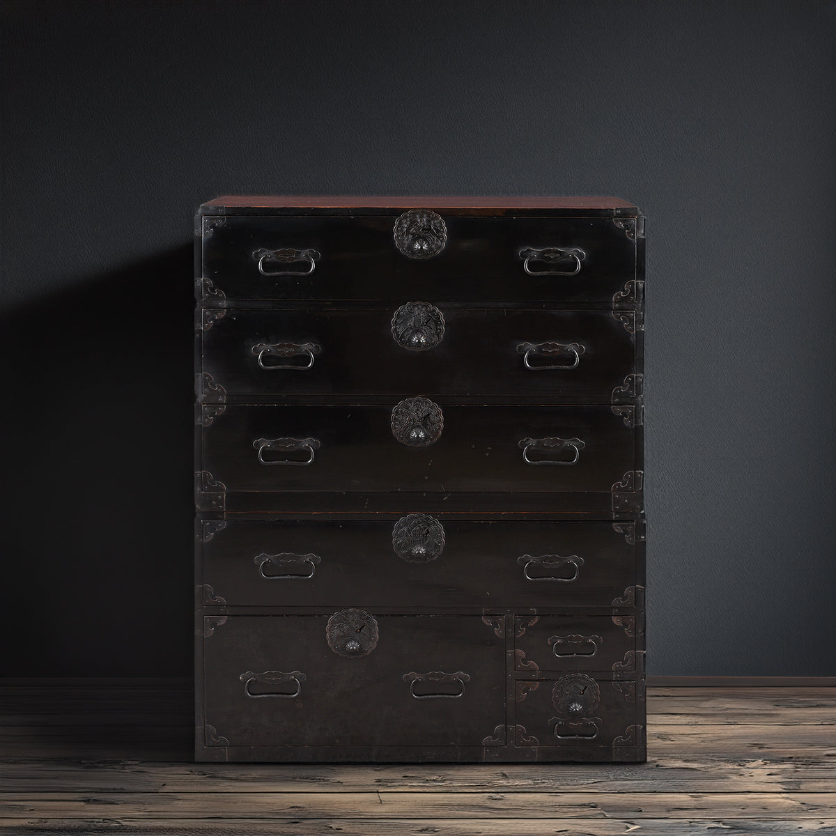 Antique Black Lacquer Isho Kasane Dansu From Sakata | Indigo Antiques