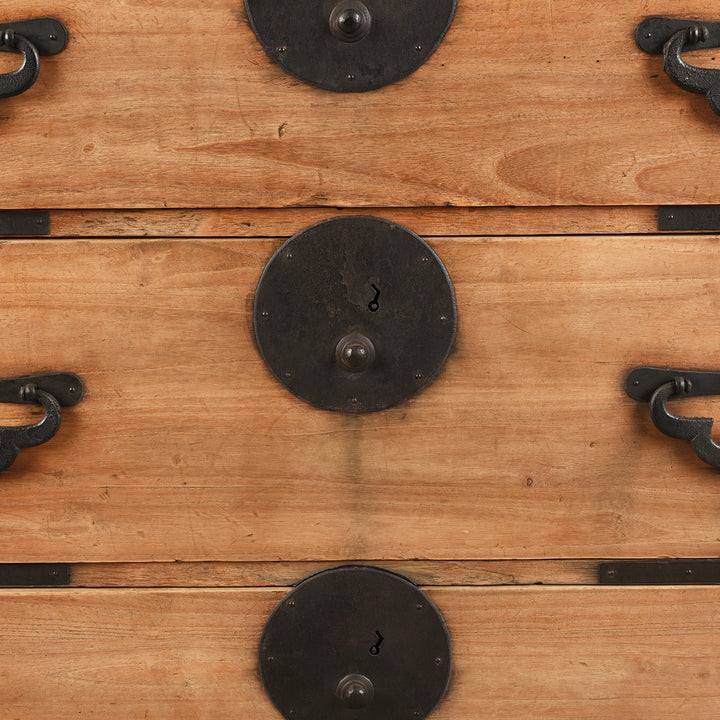 Kiri Wood Drawer Front of an Antique Kanto Style Japanese Isho Dansu - Late Meiji Era - Sugi & Kiri Wood| Indigo Antiques
