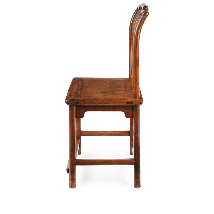Side View Of Antique Chinese Red Elm Book Chair | Indigo Antiques