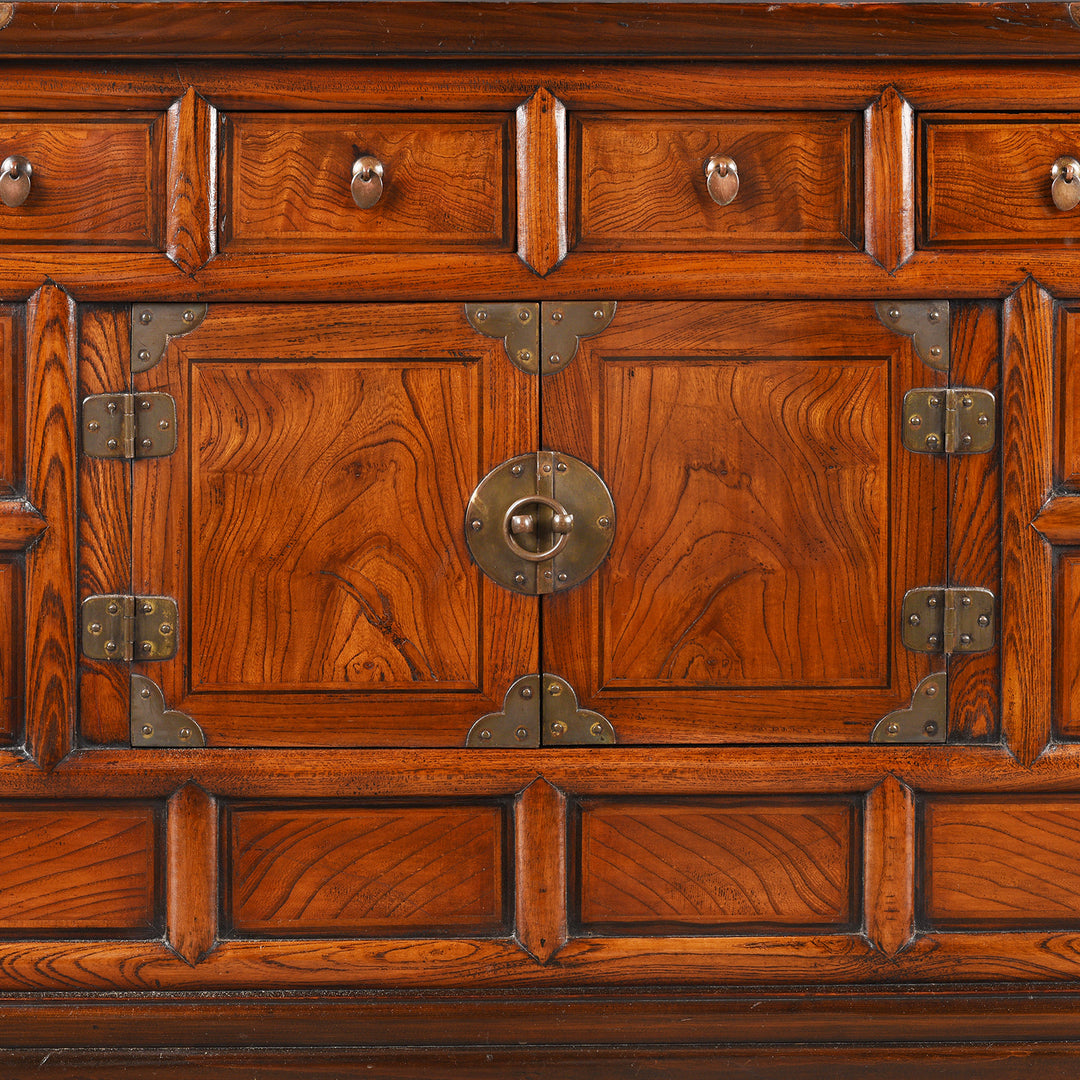 Detail From Centre Of Vintage Korean Morijang Side Cabinet  | Indigo Antiques