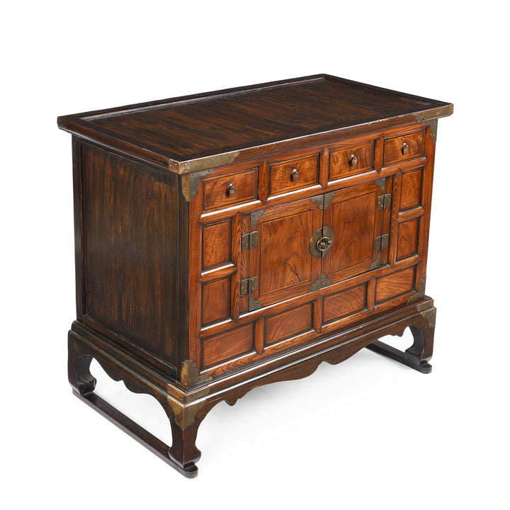 Angled View Of Vintage Korean Morijang Side Cabinet  | Indigo Antiques