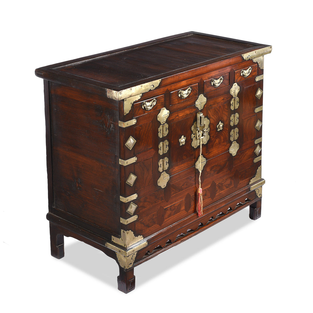 Angled View Of Antique Korean Morijang Side Cabinet  | Indigo Antiques