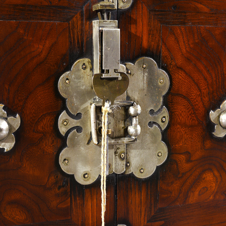 Lock Detail From Antique Korean Morijang Side Cabinet  | Indigo Antiques