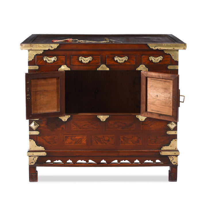 Open View Of Antique Korean Morijang Side Cabinet  | Indigo Antiques