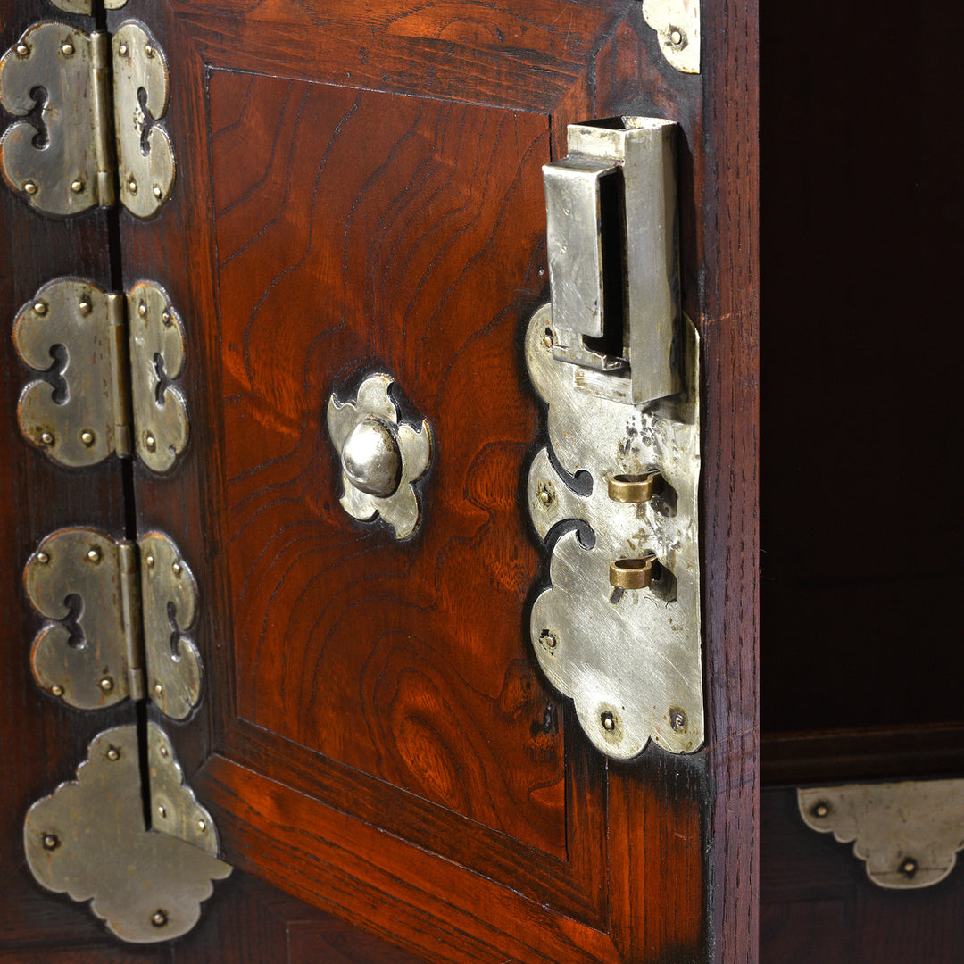Lock Detail From Antique Korean Morijang Side Cabinet  | Indigo Antiques