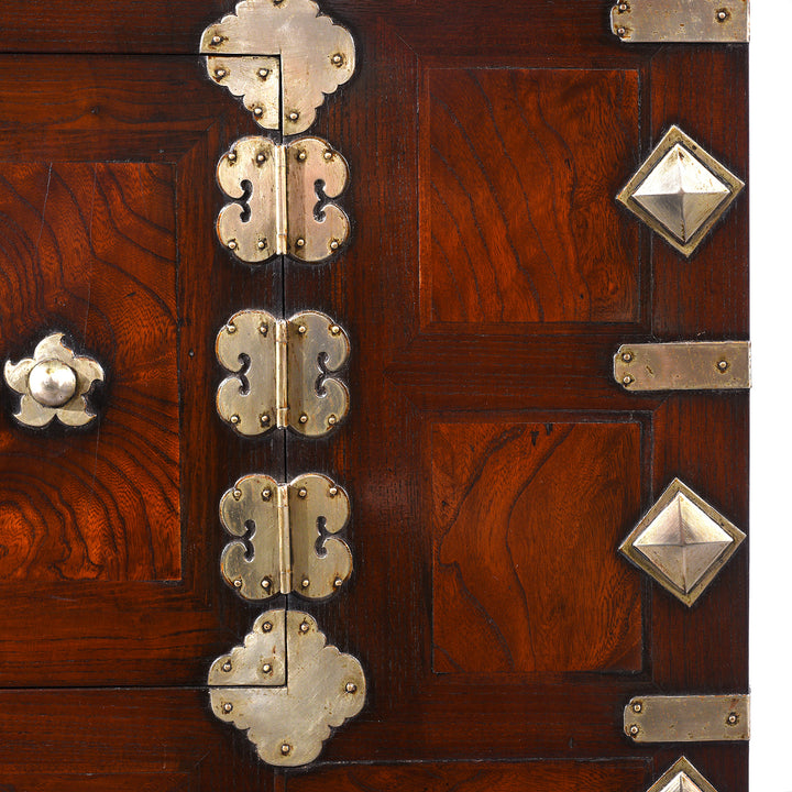 Brass Detail From Antique Korean Morijang Side Cabinet  | Indigo Antiques