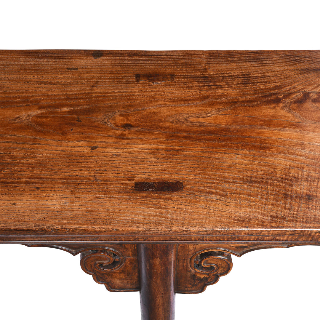 Surface Detail From Antique Chinese Red Elm Altar Table From Jiangsu - 19th Century | Indigo Antiques