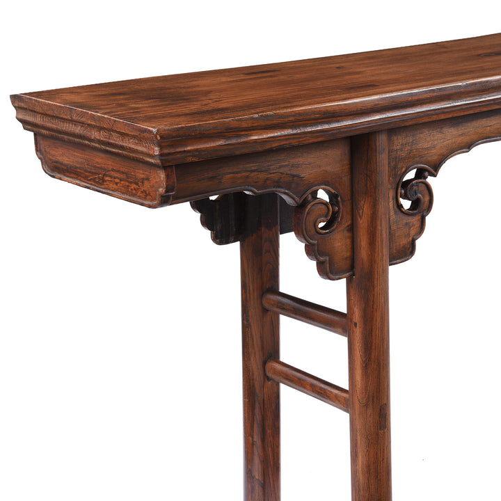 End Detail From Antique Chinese Red Elm Altar Table From Jiangsu - 19th Century | Indigo Antiques