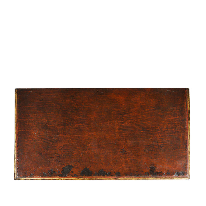 To Down View Of Antique Gilt Burmese Teak Manuscript Chest | Indigo Antiques