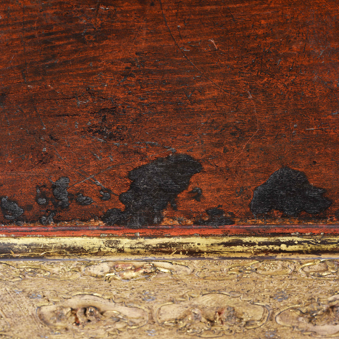 Detail From Lid Of Antique Gilt Burmese Teak Manuscript Chest | Indigo Antiques