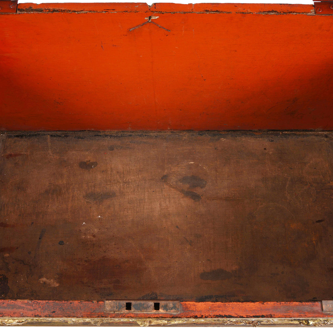 Inside Of Antique Gilt Burmese Teak Manuscript Chest | Indigo Antiques