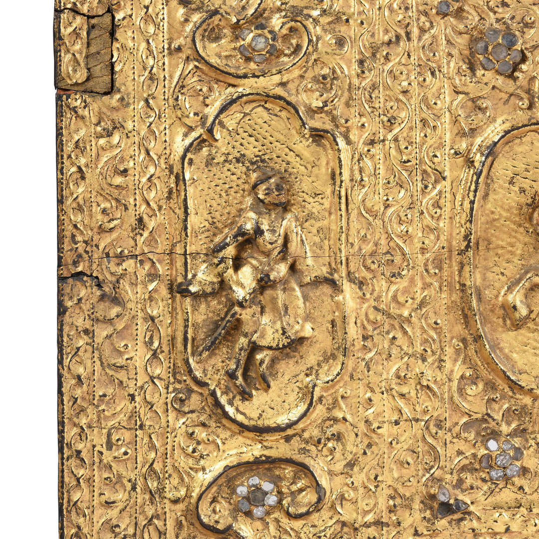 Carving Detail From Antique Gilt Burmese Teak Manuscript Chest | Indigo Antiques