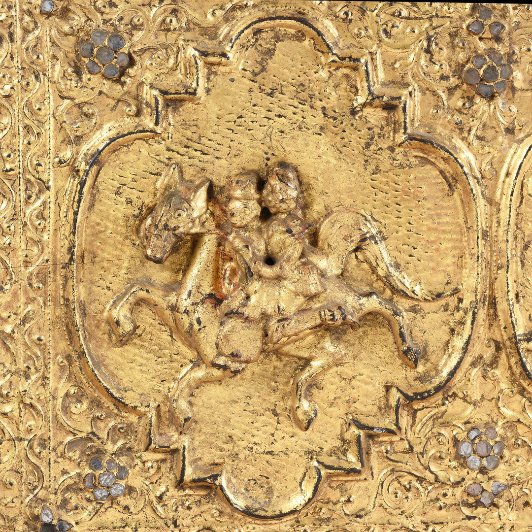 Carving Detail From Antique Gilt Burmese Teak Manuscript Chest | Indigo Antiques