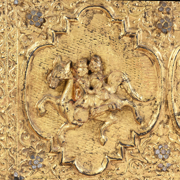 Carving Detail From Antique Gilt Burmese Teak Manuscript Chest | Indigo Antiques